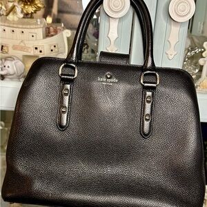 Kate Spade New York Larchmont Avenue Evangelie Satchel in Black Pebbled Leather